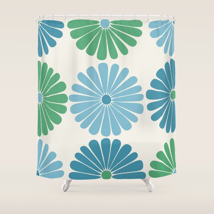 Retro Summer Daisies VI Shower Curtain Gallery Image 1