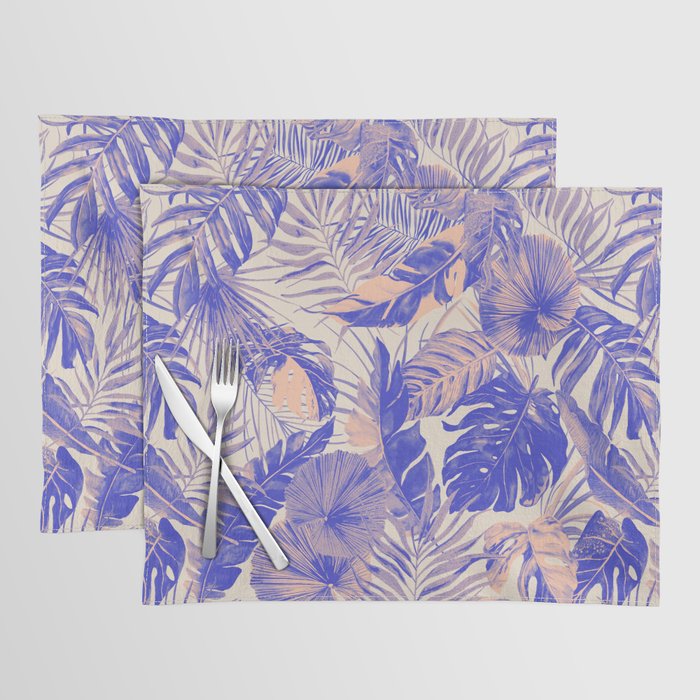 Blue and pink leafy jungle J Placemat Gallery Image 1