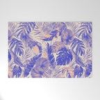 Blue and pink leafy jungle J Welcome Mat Gallery Image 1