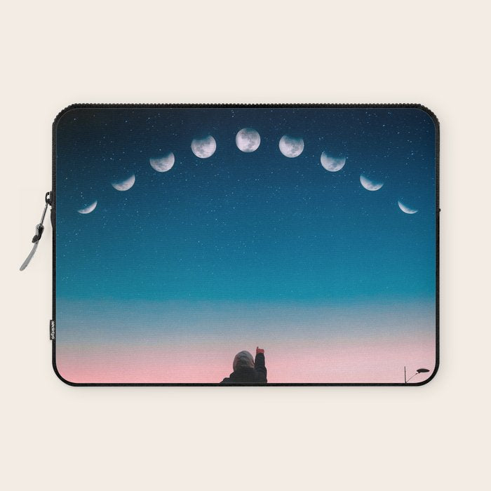 Phases of the moon color time-lapse photography - photographic art print Laptop Sleeve Gallery Image 1