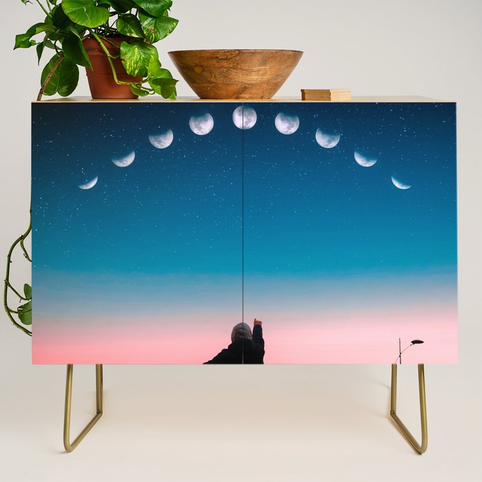Phases of the moon color time-lapse photography - photographic art print Credenza Gallery Image 1
