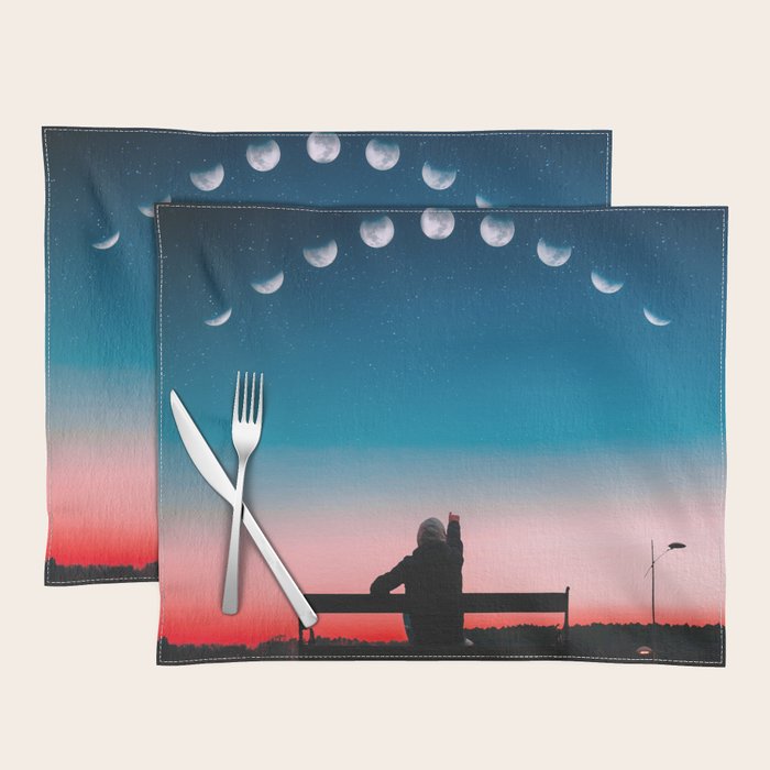 Phases of the moon color time-lapse photography - photographic art print Placemat Gallery Image 1