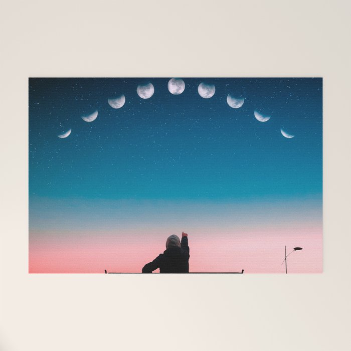 Phases of the moon color time-lapse photography - photographic art print Welcome Mat Gallery Image 1
