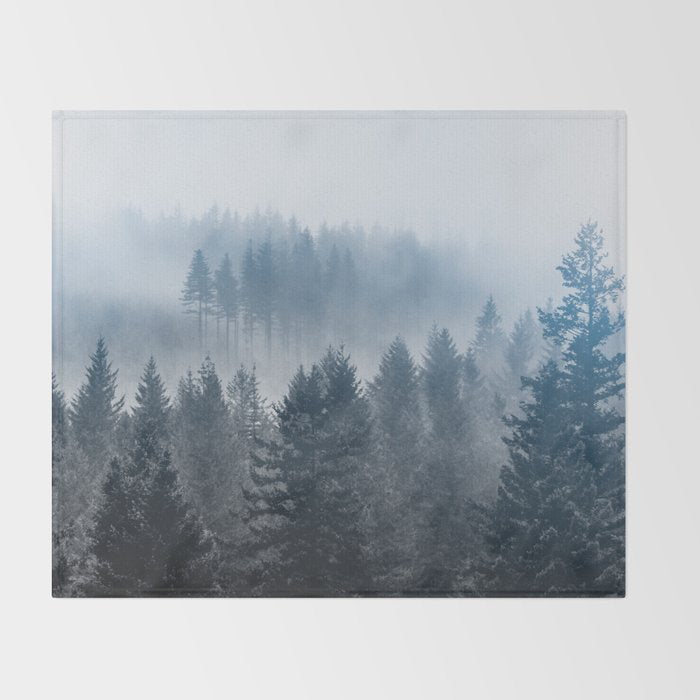 Forest Fog Mountain - Wanderlust Nature Photography Throw Blanket Gallery Image 2