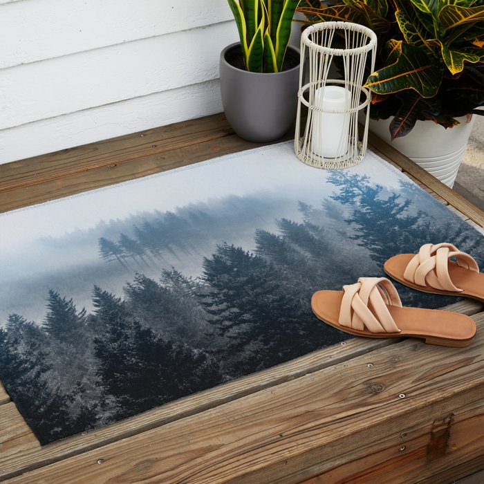 Forest Fog Mountain - Wanderlust Nature Photography Outdoor Rug Gallery Image 2