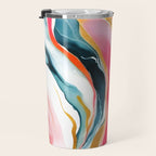 Colorgasmic Marble, Abstract Resin Fluid Painting, Contemporary Eclectic Agate, Bohemian Pink Blue Modern Boho Travel Mug Gallery Image 3