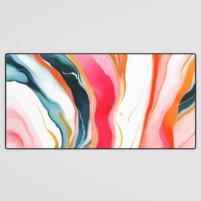 Colorgasmic Marble, Abstract Resin Fluid Painting, Contemporary Eclectic Agate, Bohemian Pink Blue Modern Boho Desk Mat Gallery Image 3