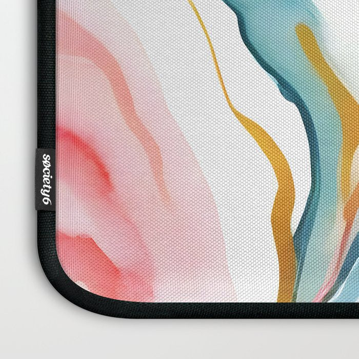 Colorgasmic Marble, Abstract Resin Fluid Painting, Contemporary Eclectic Agate, Bohemian Pink Blue Modern Boho Laptop Sleeve Gallery Image 3