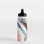 Colorgasmic Marble, Abstract Resin Fluid Painting, Contemporary Eclectic Agate, Bohemian Pink Blue Modern Boho Water Bottle Gallery Image 3