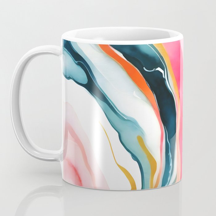 Colorgasmic Marble, Abstract Resin Fluid Painting, Contemporary Eclectic Agate, Bohemian Pink Blue Modern Boho Coffee Mug Gallery Image 3