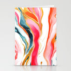 Colorgasmic Marble, Abstract Resin Fluid Painting, Contemporary Eclectic Agate, Bohemian Pink Blue Modern Boho Stationery Card Gallery Image 2