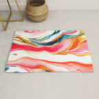 Colorgasmic Marble, Abstract Resin Fluid Painting, Contemporary Eclectic Agate, Bohemian Pink Blue Modern Boho Rug Gallery Image 1