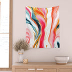 Colorgasmic Marble, Abstract Resin Fluid Painting, Contemporary Eclectic Agate, Bohemian Pink Blue Modern Boho Wall Tapestry Gallery Image 2
