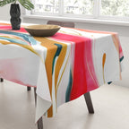 Colorgasmic Marble, Abstract Resin Fluid Painting, Contemporary Eclectic Agate, Bohemian Pink Blue Modern Boho Tablecloth Gallery Image 3