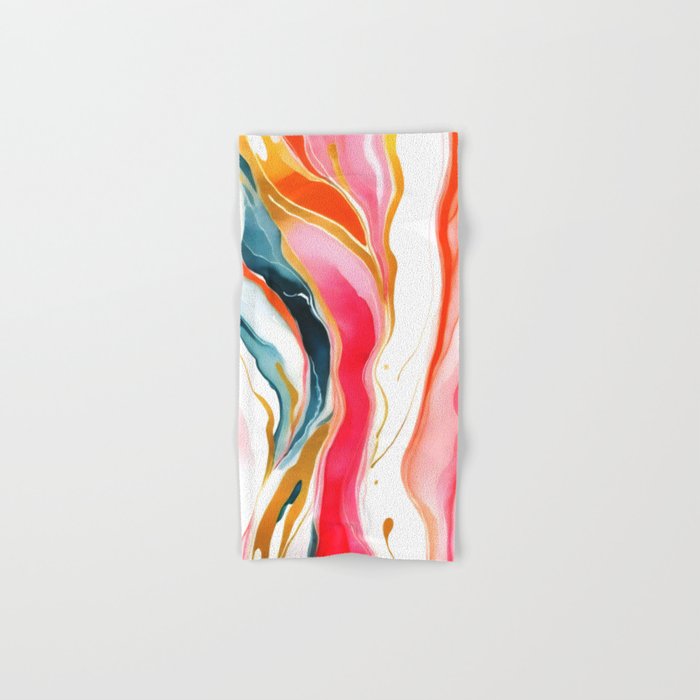 Colorgasmic Marble, Abstract Resin Fluid Painting, Contemporary Eclectic Agate, Bohemian Pink Blue Modern Boho Bath Towel Gallery Image 1