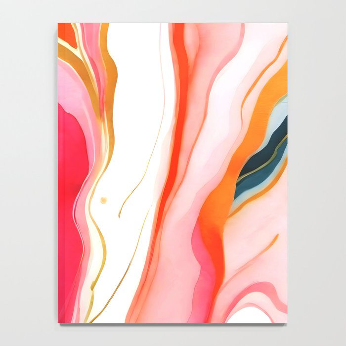 Colorgasmic Marble, Abstract Resin Fluid Painting, Contemporary Eclectic Agate, Bohemian Pink Blue Modern Boho Notebook Gallery Image 4