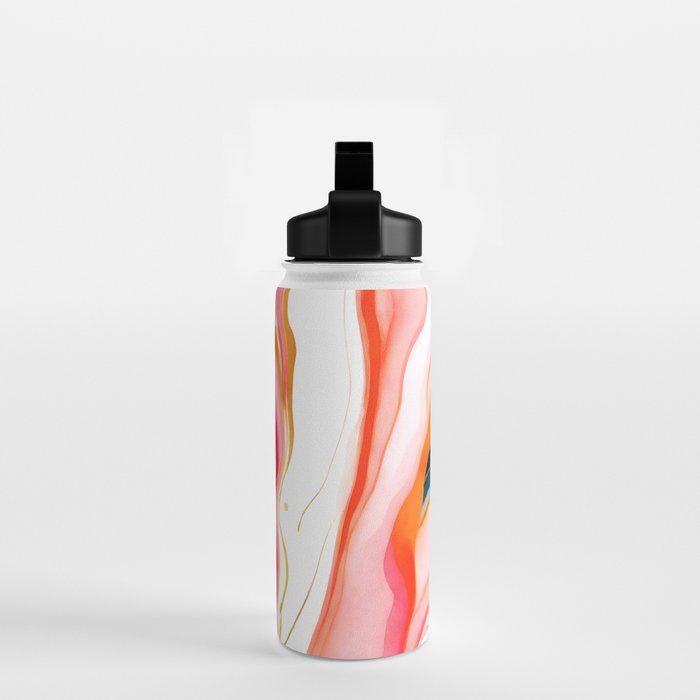 Colorgasmic Marble, Abstract Resin Fluid Painting, Contemporary Eclectic Agate, Bohemian Pink Blue Modern Boho Water Bottle Gallery Image 2