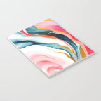 Colorgasmic Marble, Abstract Resin Fluid Painting, Contemporary Eclectic Agate, Bohemian Pink Blue Modern Boho Notebook Gallery Image 3