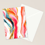 Colorgasmic Marble, Abstract Resin Fluid Painting, Contemporary Eclectic Agate, Bohemian Pink Blue Modern Boho Stationery Card Gallery Image 2