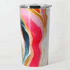 Colorgasmic Marble, Abstract Resin Fluid Painting, Contemporary Eclectic Agate, Bohemian Pink Blue Modern Boho Travel Mug Gallery Image 1