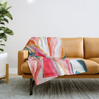 Colorgasmic Marble, Abstract Resin Fluid Painting, Contemporary Eclectic Agate, Bohemian Pink Blue Modern Boho Throw Blanket Gallery Image 1