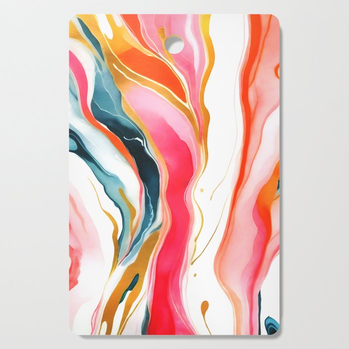 Colorgasmic Marble, Abstract Resin Fluid Painting, Contemporary Eclectic Agate, Bohemian Pink Blue Modern Boho Cutting Board Gallery Image 1