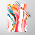 Colorgasmic Marble, Abstract Resin Fluid Painting, Contemporary Eclectic Agate, Bohemian Pink Blue Modern Boho Wrapping Paper Gallery Image 1