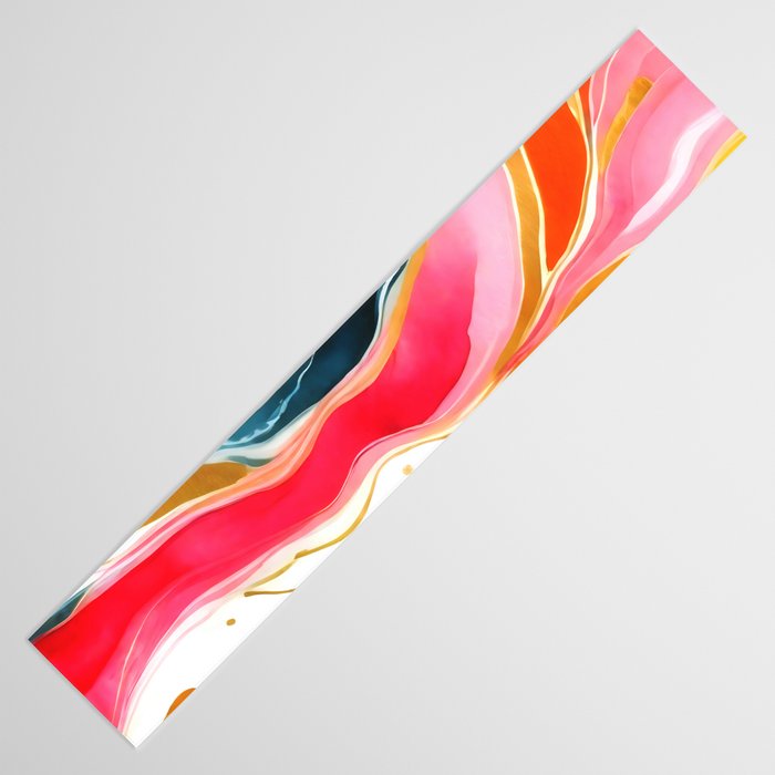 Colorgasmic Marble, Abstract Resin Fluid Painting, Contemporary Eclectic Agate, Bohemian Pink Blue Modern Boho Table Runner Gallery Image 3
