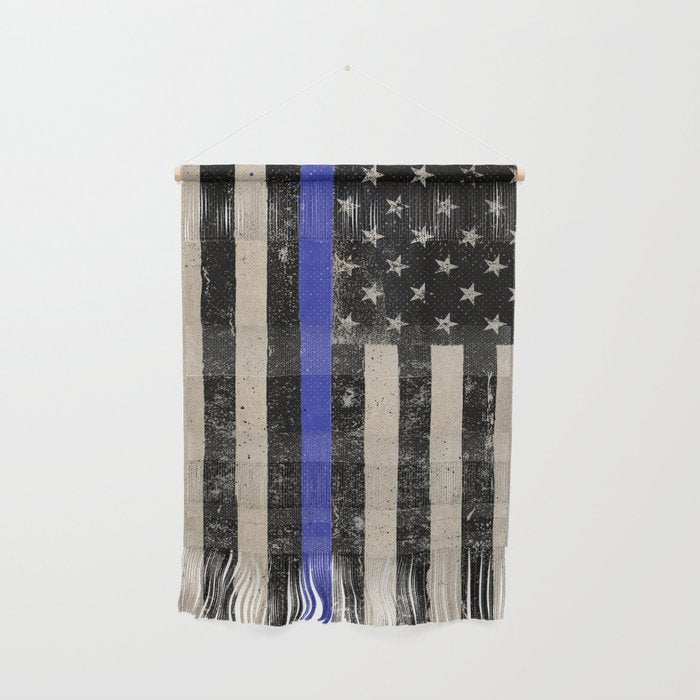 Thin Blue Line Police Flag First Responder USA Hero Wall Hanging Gallery Image 1