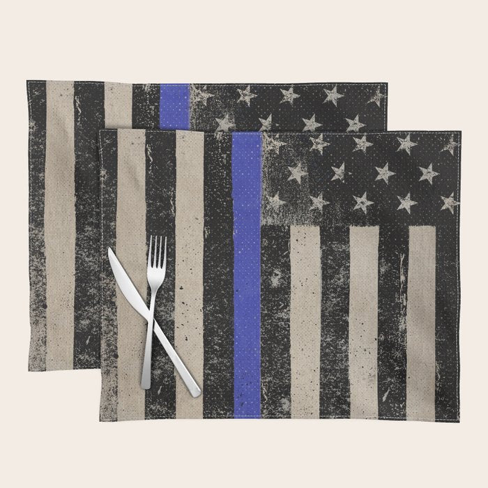 Thin Blue Line Police Flag First Responder USA Hero Placemat Gallery Image 1