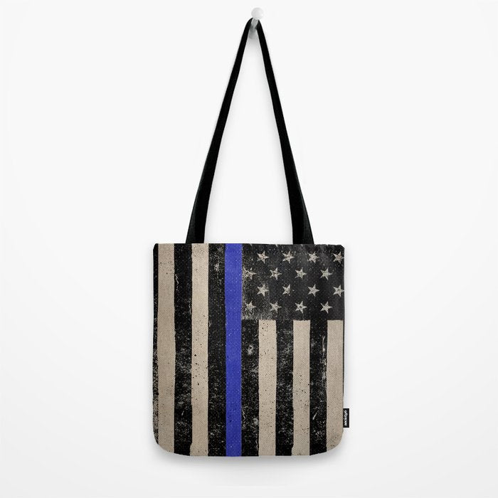 Thin Blue Line Police Flag First Responder USA Hero Tote Bag Gallery Image 2