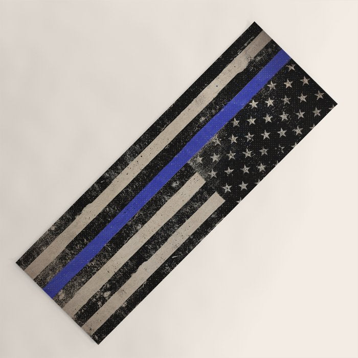 Thin Blue Line Police Flag First Responder USA Hero Yoga Mat Gallery Image 1