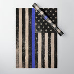 Thin Blue Line Police Flag First Responder USA Hero Wrapping Paper Gallery Image 1