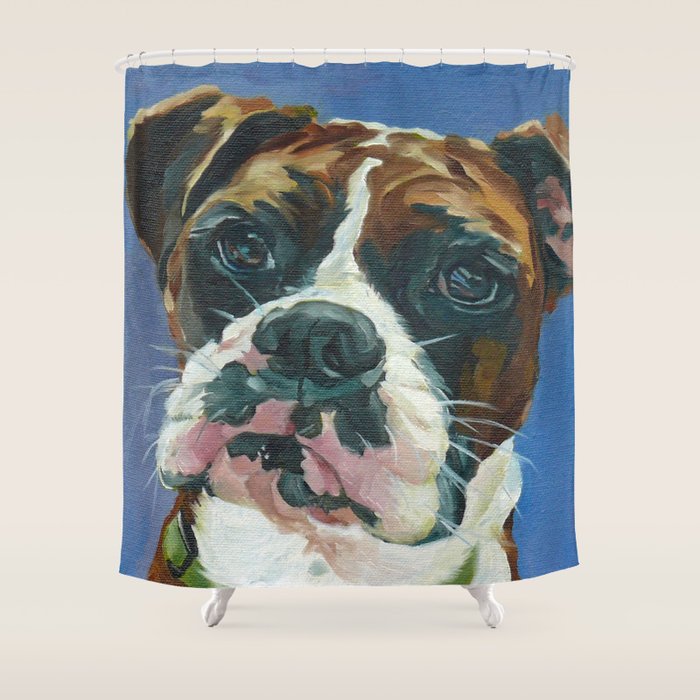 Khloe the Boxer Dog Fine Art Portrait Shower Curtain Gallery Image 1