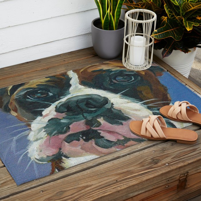 Khloe the Boxer Dog Fine Art Portrait Outdoor Rug Gallery Image 2