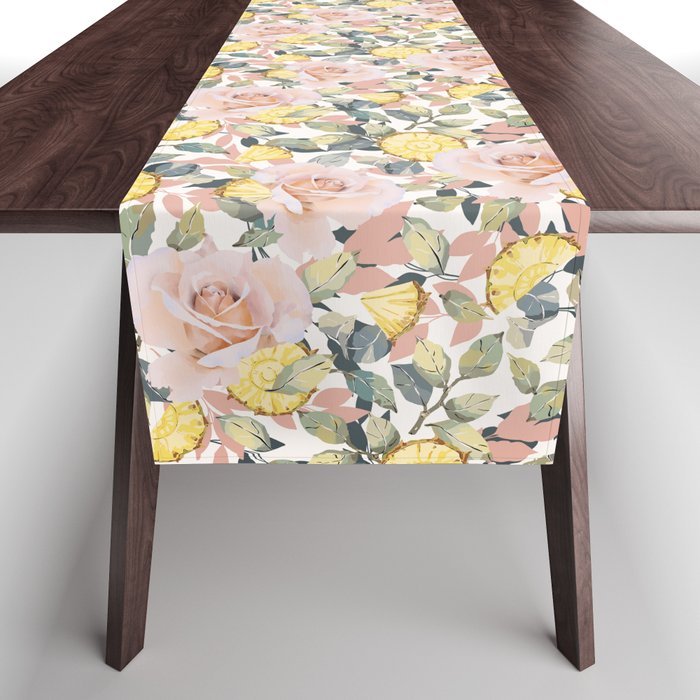 Pineapple wedges on rose bushes P Table Runner Gallery Image 1