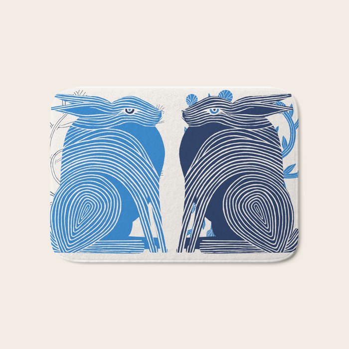 Blue Bunnies Bath Mat Gallery Image 1