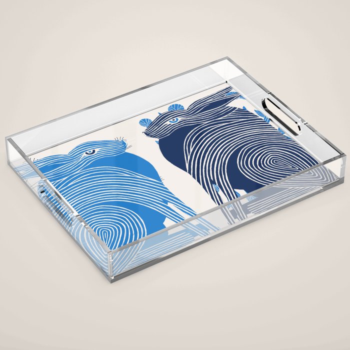 Blue Bunnies Acrylic Tray Gallery Image 1