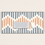 Geometric Arrow Lines 2 in Navy Blue Orange Desk Mat Gallery Image 1