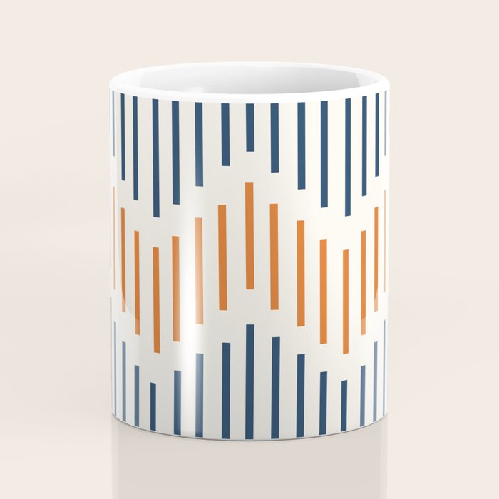Geometric Arrow Lines 2 in Navy Blue Orange Coffee Mug Gallery Image 4