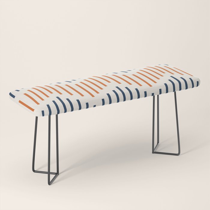 Geometric Arrow Lines 2 in Navy Blue Orange Bench Gallery Image 1