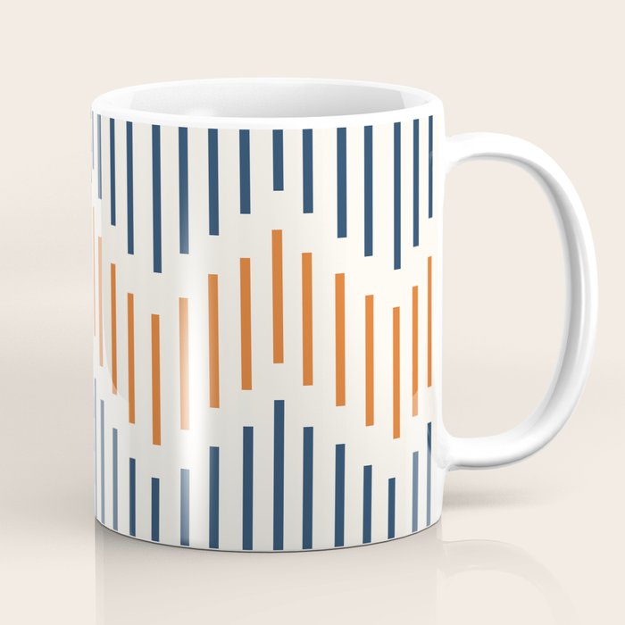 Geometric Arrow Lines 2 in Navy Blue Orange Coffee Mug Gallery Image 1