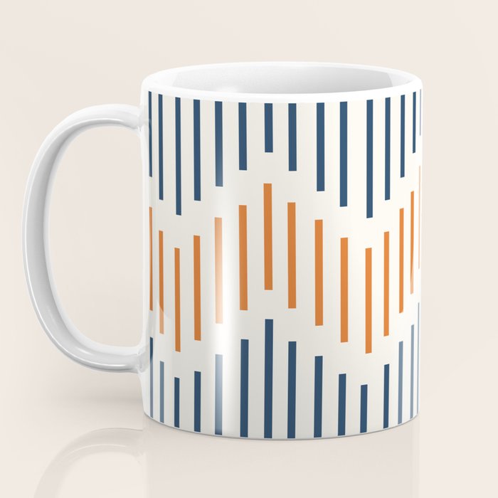 Geometric Arrow Lines 2 in Navy Blue Orange Coffee Mug Gallery Image 3