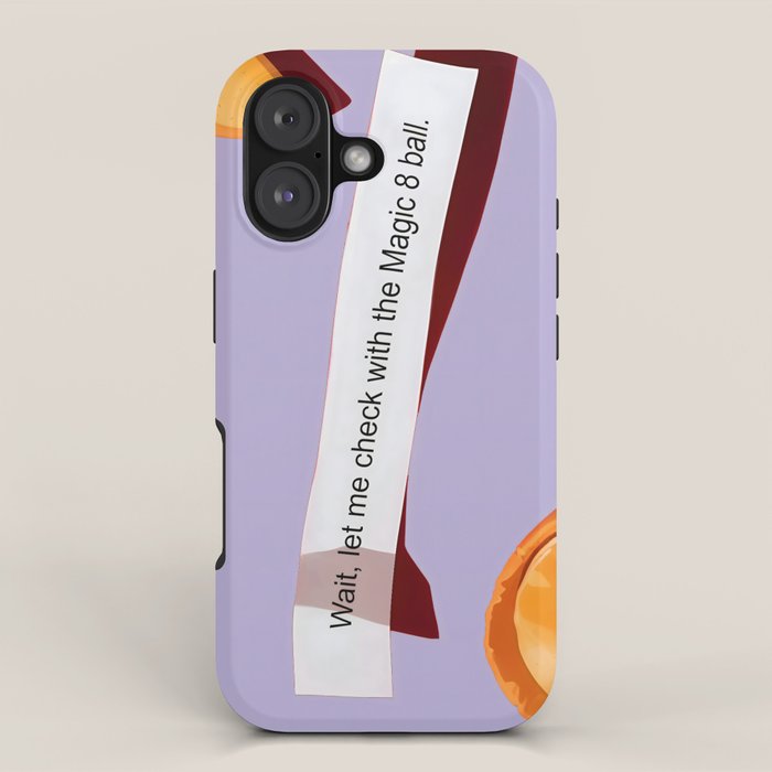 Fortune Cookie & Magic 8 Ball, Funny Cute Typography Illustration, Chinese Food Humor Joke, Fortune-Teller Predict Prophecy Note Violet  iPhone Case Gallery Image 1
