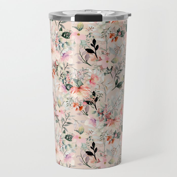 Cottagecore Summer Watercolor Floral Prints Travel Mug Gallery Image 1