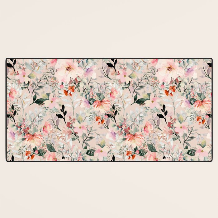 Cottagecore Summer Watercolor Floral Prints Desk Mat Gallery Image 3