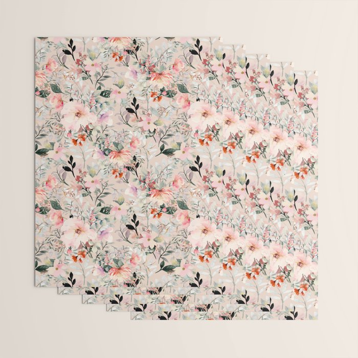 Cottagecore Summer Watercolor Floral Prints Wrapping Paper Gallery Image 3