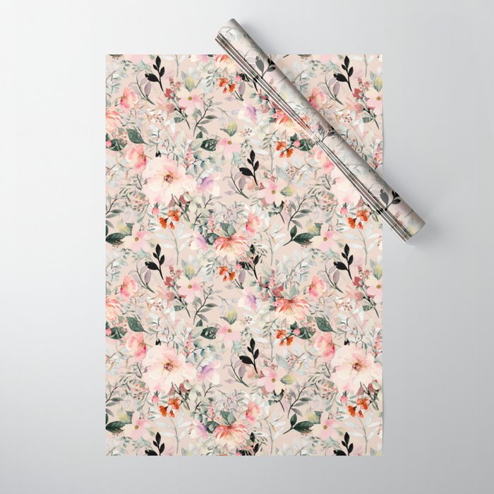 Cottagecore Summer Watercolor Floral Prints Wrapping Paper Gallery Image 1