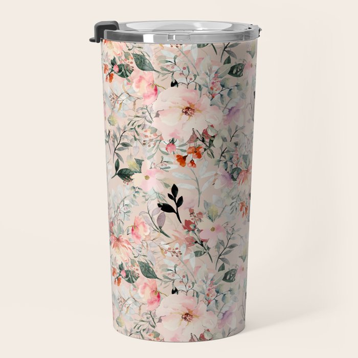 Cottagecore Summer Watercolor Floral Prints Travel Mug Gallery Image 3