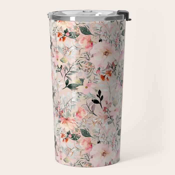 Cottagecore Summer Watercolor Floral Prints Travel Mug Gallery Image 2